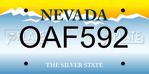OAF592 Nevada License Plate