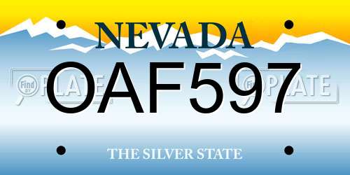 OAF597 Nevada License Plate