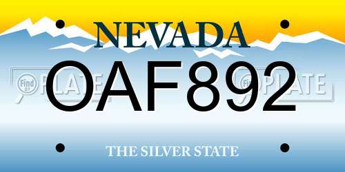 OAF892 Nevada License Plate
