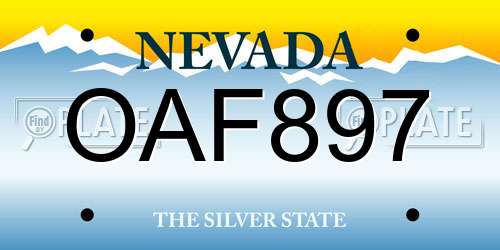 OAF897 Nevada License Plate