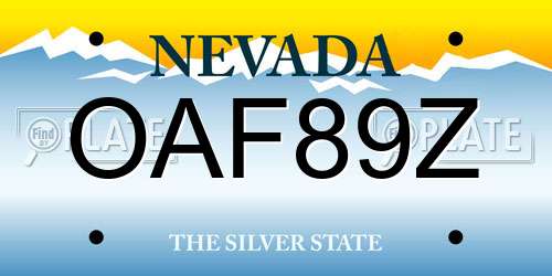OAF89Z Nevada License Plate