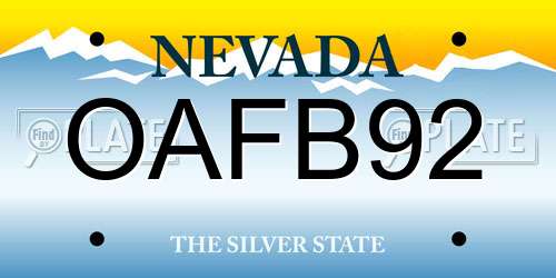 OAFB92 Nevada License Plate