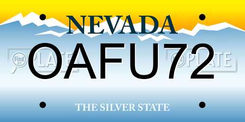 OAFU72 Nevada License Plate