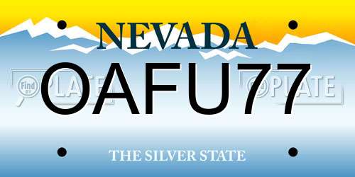OAFU77 Nevada License Plate