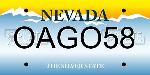 OAGO58 Nevada License Plate