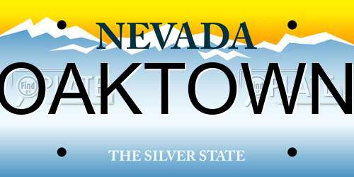OAKTOWN Nevada License Plate