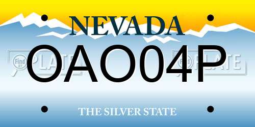 OAO04P Nevada License Plate