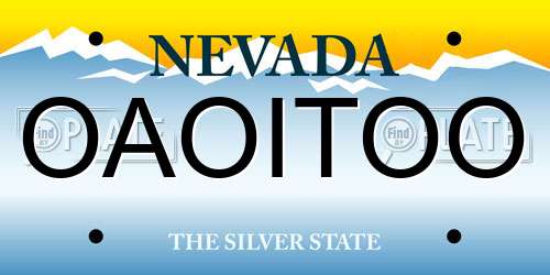 OAOITOO Nevada License Plate