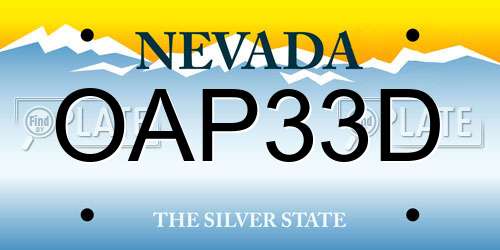OAP33D Nevada License Plate