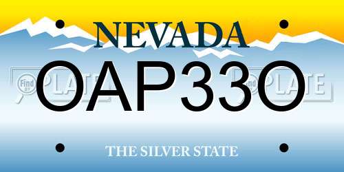 OAP33O Nevada License Plate