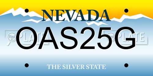 OAS25G Nevada License Plate