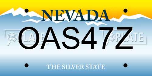 OAS47Z Nevada License Plate