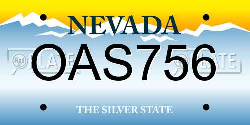 OAS756 Nevada License Plate