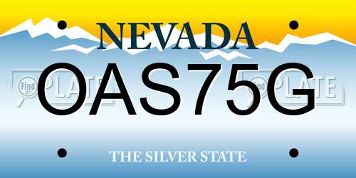 OAS75G Nevada License Plate