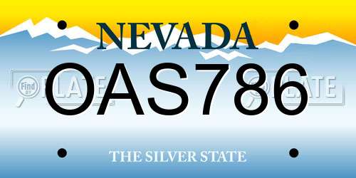 OAS786 Nevada License Plate