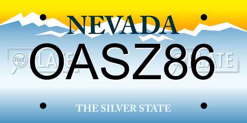 OASZ86 Nevada License Plate