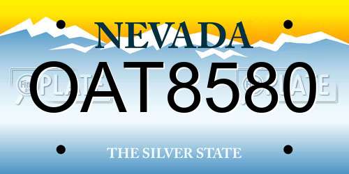OAT8580 Nevada License Plate