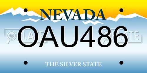 OAU486 Nevada License Plate
