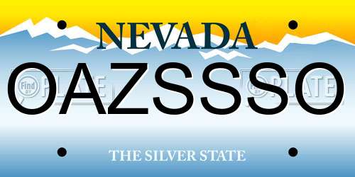 OAZSSSO Nevada License Plate