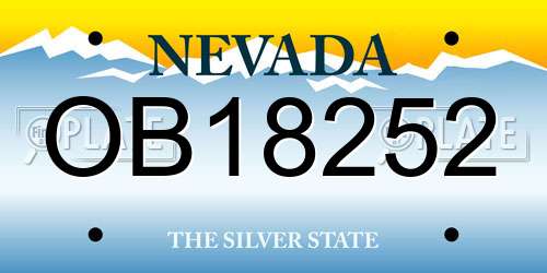 OB18252 Nevada License Plate