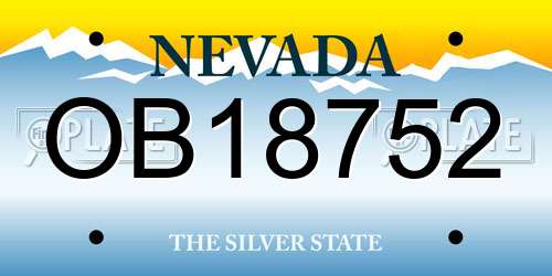 OB18752 Nevada License Plate