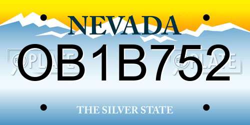OB1B752 Nevada License Plate