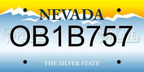 OB1B757 Nevada License Plate