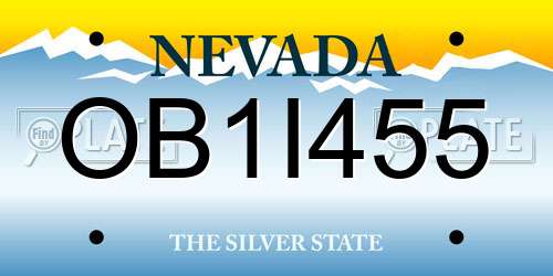 OB1I455 Nevada License Plate