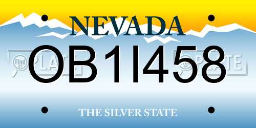OB1I458 Nevada License Plate