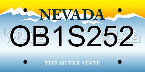 OB1S252 Nevada License Plate