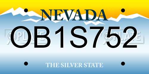 OB1S752 Nevada License Plate