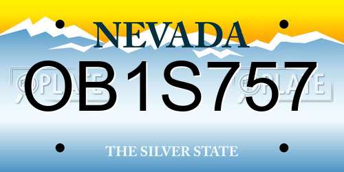 OB1S757 Nevada License Plate