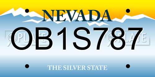 OB1S787 Nevada License Plate