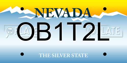 OB1T2L Nevada License Plate