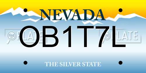 OB1T7L Nevada License Plate