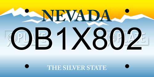 OB1X802 Nevada License Plate