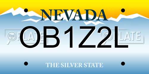 OB1Z2L Nevada License Plate