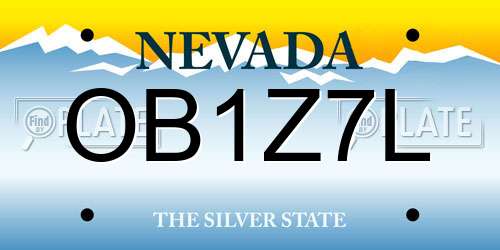 OB1Z7L Nevada License Plate