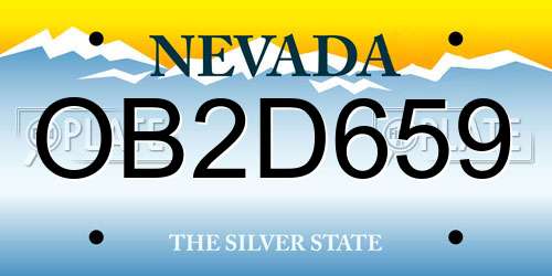 OB2D659 Nevada License Plate