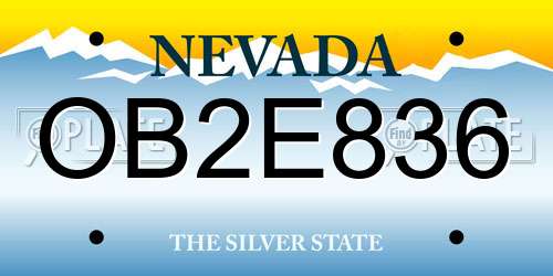 OB2E836 Nevada License Plate