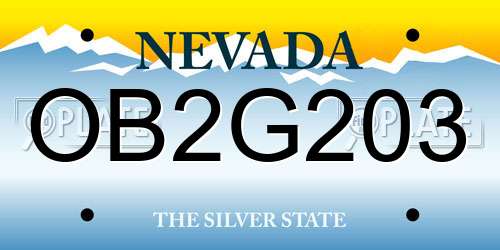 OB2G203 Nevada License Plate