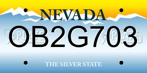 OB2G703 Nevada License Plate