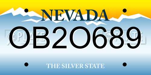 OB2O689 Nevada License Plate