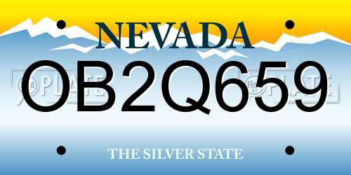 OB2Q659 Nevada License Plate