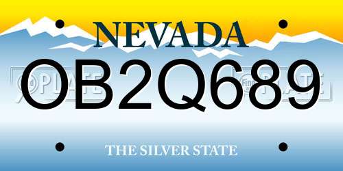 OB2Q689 Nevada License Plate