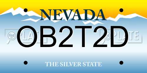 OB2T2D Nevada License Plate