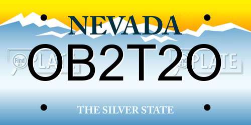 OB2T2O Nevada License Plate