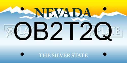 OB2T2Q Nevada License Plate