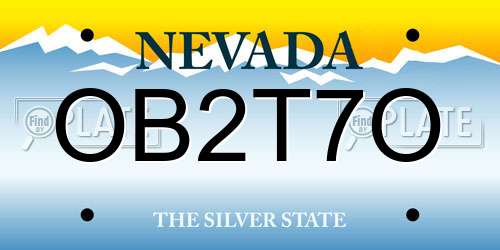 OB2T7O Nevada License Plate