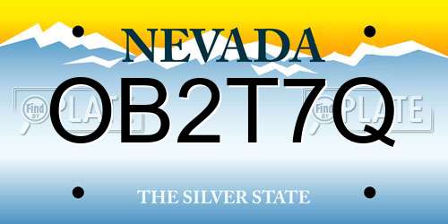 OB2T7Q Nevada License Plate